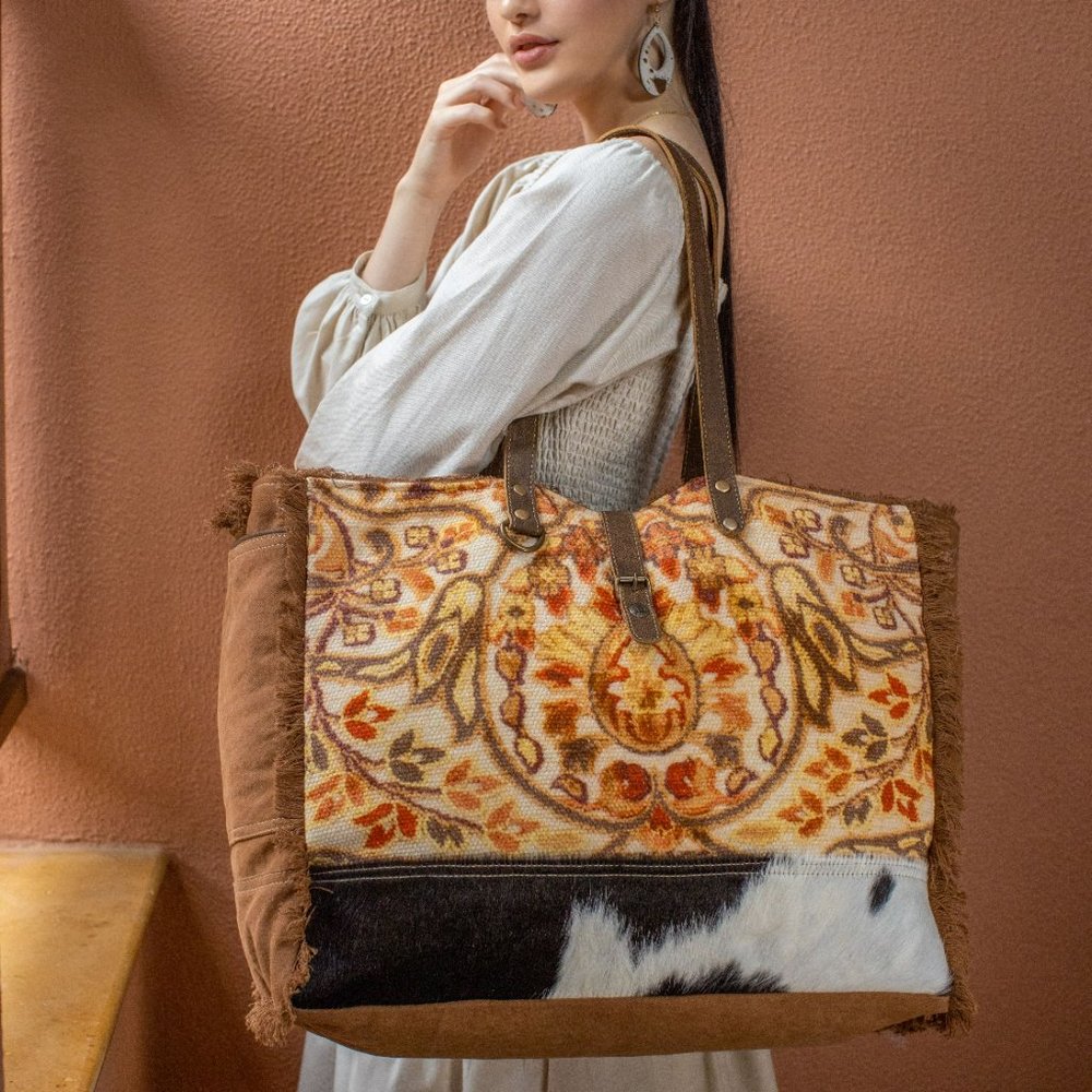 Myra Bag Comfort Zone XLarge Hair on Leather Weekender Bag NWT - Picture 5 of 5